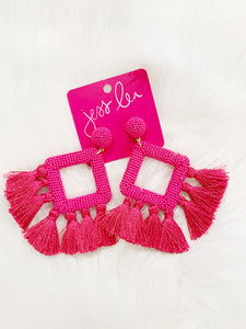 Ellie Fringe Jess Lea Pink Drop Earrings